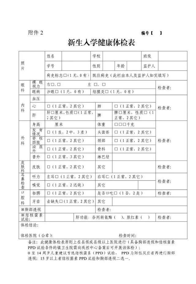 孟津雙語學(xué)校體檢表圖片及其重要性